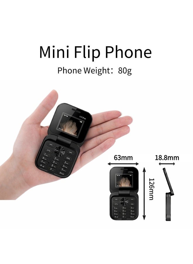 TAPIT 17pro Mini Flip Phon Keypad Non-smartphon Elderly Phon with Large Buttons, Dual SIM, FM Radio, Multilingual, Speed Dial, Blacklist, for Kids & Elderly (Black Mini Flip Mobile Phone) - Image 2